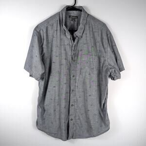 Eddie Bauer Short Sleeve Button Up Shirt Mens XL Gray Camp Pattern Casual